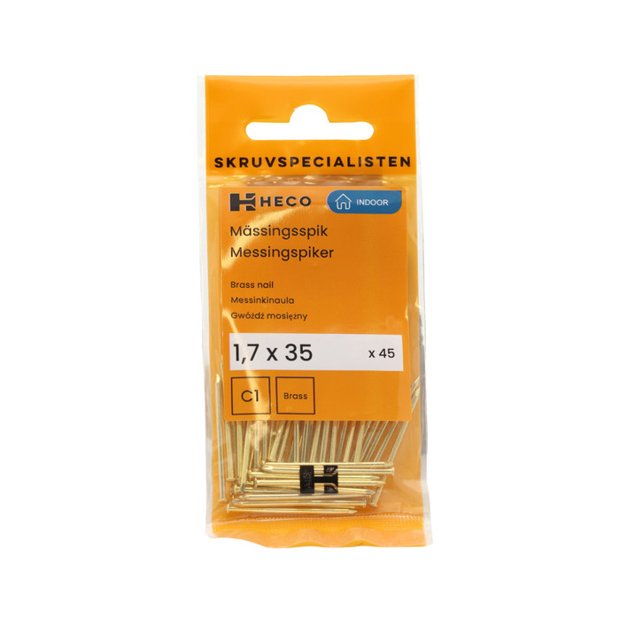 Mässingsspik 1,7 x 35 mm 45-pack Heco
